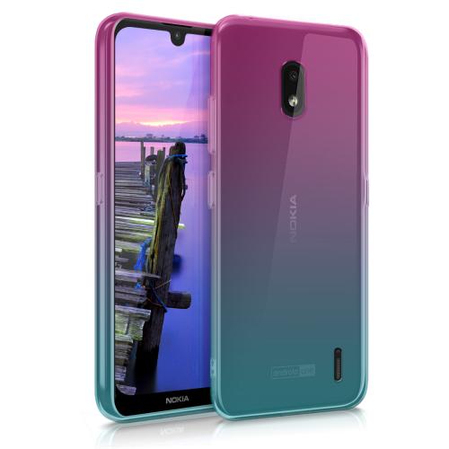 KW Θήκη Σιλικόνης Nokia 2.2 - Clear TPU Soft Phone Cover - Dark Pink / Blue / Transparent (49635.01)