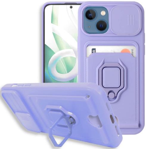Bodycell Multifunction - Ανθεκτική Θήκη Apple iPhone 13 με Λουράκι Λαιμού / Κάλυμμα Κάμερας / Ring Holder / Υποδοχή Κάρτας - Purple (5206015004681)