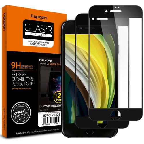Spigen Premium Tempered Glass GLAS.tR Slim - Fullface Αντιχαρακτικό Γυαλί Οθόνης iPhone SE 2020 / 8 / 7 - 2 Τεμάχια (AGL01315)