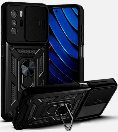 Bodycell Armor Slide - Ανθεκτική Θήκη Xiaomi Poco X3 GT με Κάλυμμα για την Κάμερα & Μεταλλικό Ring Holder - Black (5206015003943)