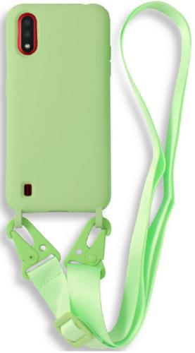 Bodycell Θήκη Σιλικόνης με Λουράκι Λαιμού - Samsung Galaxy A01 - Green (5206015000430)
