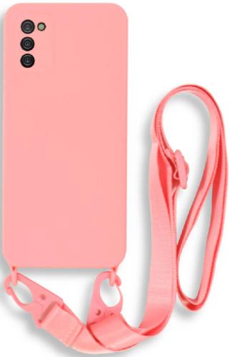 Bodycell Θήκη Σιλικόνης με Λουράκι Λαιμού - Samsung Galaxy A02s - Pink (5206015002922)