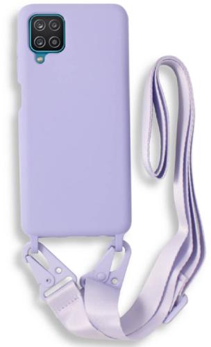 Bodycell Θήκη Σιλικόνης με Λουράκι Λαιμού - Samsung Galaxy A12 - Violet (5206015001161)