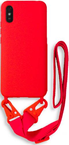 Bodycell Θήκη Σιλικόνης με Λουράκι Λαιμού - Xiaomi Redmi 9A / 9ΑΤ / 9i - Red (5206015002861)