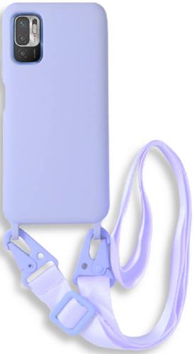 Bodycell Θήκη Σιλικόνης με Λουράκι Λαιμού - Xiaomi Redmi Note 10 5G / Poco M3 Pro 5G - Violet (5206015002083)