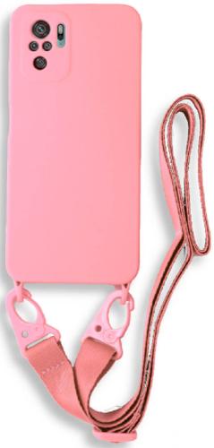 Bodycell Θήκη Σιλικόνης με Λουράκι Λαιμού - Xiaomi Redmi Note 10 / Note 10S - Pink (5206015002045)