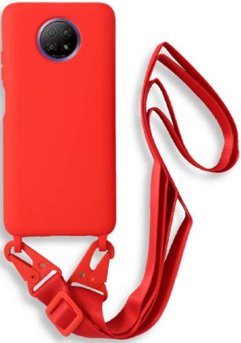 Bodycell Θήκη Σιλικόνης με Λουράκι Λαιμού - Xiaomi Redmi Note 9T 5G - Red (5206015002595)