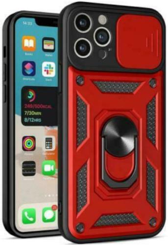 Bodycell Armor Slide - Ανθεκτική Θήκη Apple iPhone 12 Pro με Κάλυμμα για την Κάμερα & Μεταλλικό Ring Holder - Red (5206015003219)