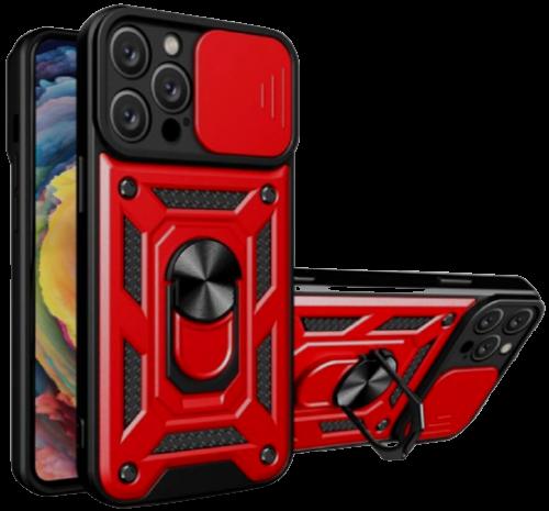 Bodycell Armor Slide - Ανθεκτική Θήκη Apple iPhone 14 Pro με Κάλυμμα για την Κάμερα & Μεταλλικό Ring Holder - Red (5206015013911)