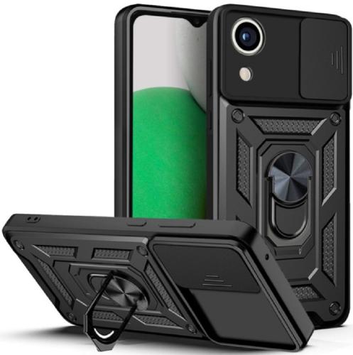 Bodycell Armor Slide - Ανθεκτική Θήκη Samsung Galaxy A03 Core με Κάλυμμα για την Κάμερα & Μεταλλικό Ring Holder - Black (5206015010156)