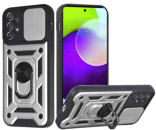 Bodycell Armor Slide - Ανθεκτική Θήκη Samsung Galaxy A52 / A52s 5G με Κάλυμμα για την Κάμερα & Μεταλλικό Ring Holder - Silver (5206015014369)