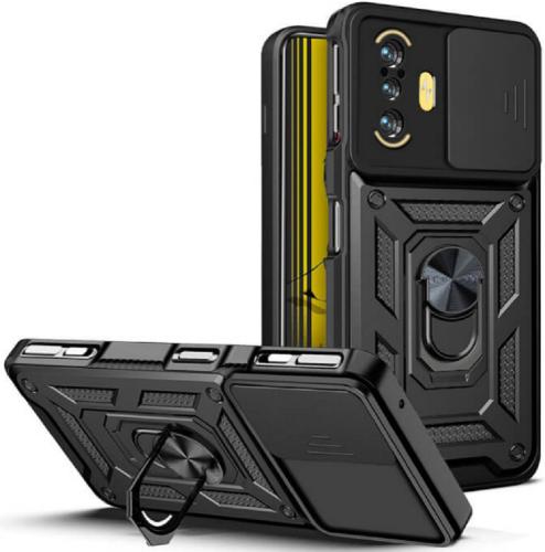 Bodycell Armor Slide - Ανθεκτική Θήκη Xiaomi Poco F3 GT με Κάλυμμα για την Κάμερα & Μεταλλικό Ring Holder - Black (5206015012075)