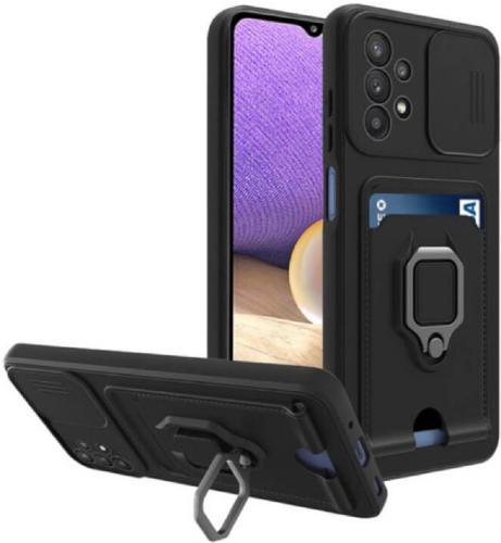 Bodycell Multifunction - Ανθεκτική Θήκη Samsung Galaxy A32 5G με Λουράκι Λαιμού / Κάλυμμα Κάμερας / Ring Holder / Υποδοχή Κάρτας - Black (5206015003059)