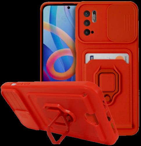Bodycell Multifunction - Ανθεκτική Θήκη Xiaomi Poco M3 Pro 5G με Λουράκι Λαιμού / Κάλυμμα Κάμερας / Ring Holder / Υποδοχή Κάρτας - Red (5206015007217)