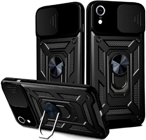 Bodycell Armor Slide - Ανθεκτική Θήκη Apple iPhone XR με Κάλυμμα για την Κάμερα & Μεταλλικό Ring Holder - Black (5206015005152)
