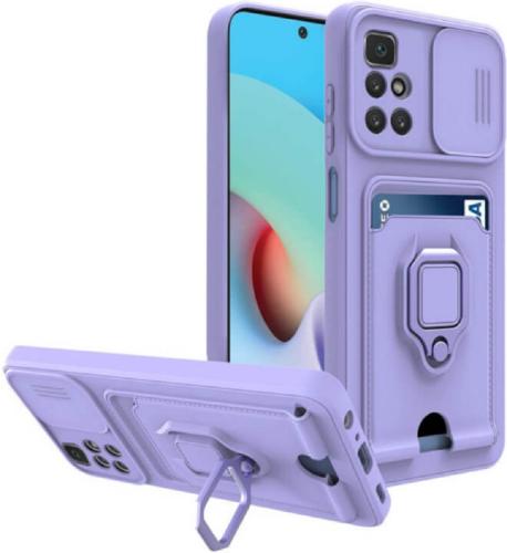 Bodycell Multifunction - Ανθεκτική Θήκη Xiaomi Redmi 10 / Redmi 10 2022 με Λουράκι Λαιμού / Κάλυμμα Κάμερας / Ring Holder / Υποδοχή Κάρτας - Purple (5206015013126)