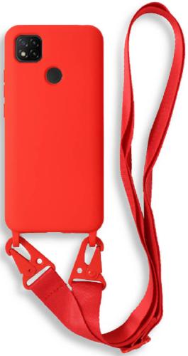 Bodycell Θήκη Σιλικόνης με Λουράκι Λαιμού - Xiaomi Redmi 9C - Red (5206015002908)