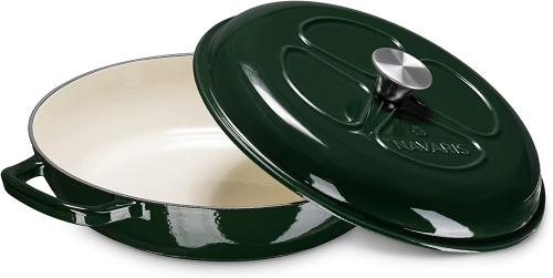 Navaris Cast Iron Enamelled Casserole Dish - Επισμαλτωμένη Κατσαρόλα / Γάστρα από Χυτοσίδηρο / Μαντέμι για Εστίες / Φούρνο - 29.5cm - 3.5L - Green (52479.01.80)