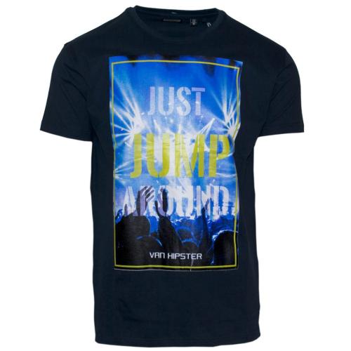 71363-03 Ανδρικό T-shirt με τύπωμα - μπλέ navy-Μπλε