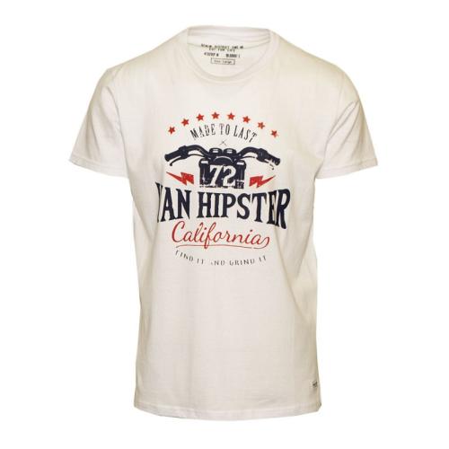 71490-02 Ανδρικό T-shirt με μοντέρνο τύπωμα - Ασπρο-Ασπρο