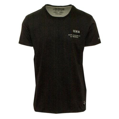 71505-01 Ανδρικό T-shirt με διακριτικό τύπωμα - Μαύρο-Μαύρο