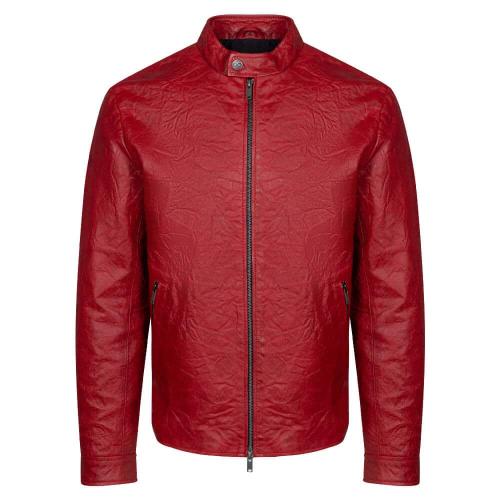 Prince Oliver Racer Jacket Κόκκινο 100% Leather Jacket (Modern Fit)