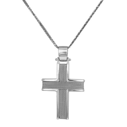 Βαπτιστικοί Σταυροί με Αλυσίδα Λευκόχρυσος σταυρός με αλυσίδα 14Κ 011453C Ανδρικό Χρυσός 14 Καράτια