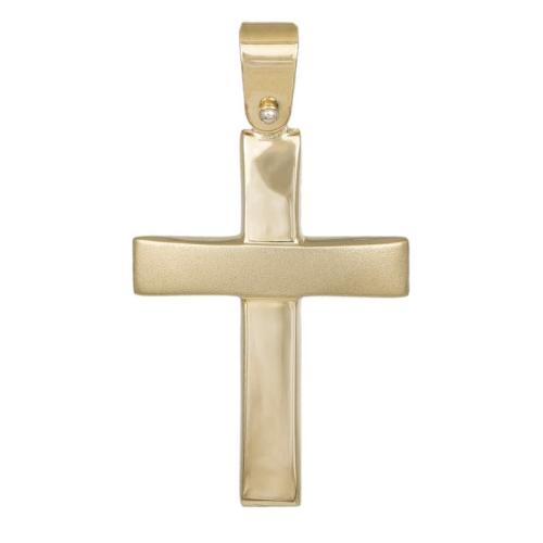 Σταυροί Βάπτισης - Αρραβώνα Χρυσός ανδρικός σταυρός λουστρέ ματ Κ9 038505 038505 Ανδρικό Χρυσός 9 Καράτια