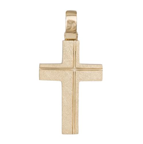 Σταυροί Βάπτισης - Αρραβώνα Χρυσός σταυρός βάπτισης ματ Κ14 040452 040452 Ανδρικό Χρυσός 14 Καράτια