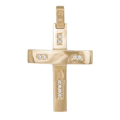 Σταυροί Βάπτισης - Αρραβώνα Χρυσός σταυρός με πέτρες Κ14 044556 044556 Γυναικείο Χρυσός 14 Καράτια