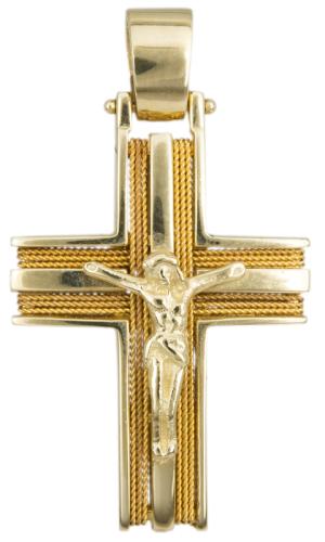Σταυροί Βάπτισης - Αρραβώνα Χρυσός συρματερός σταυρός Κ18 017895 017895 Ανδρικό Χρυσός 18 Καράτια