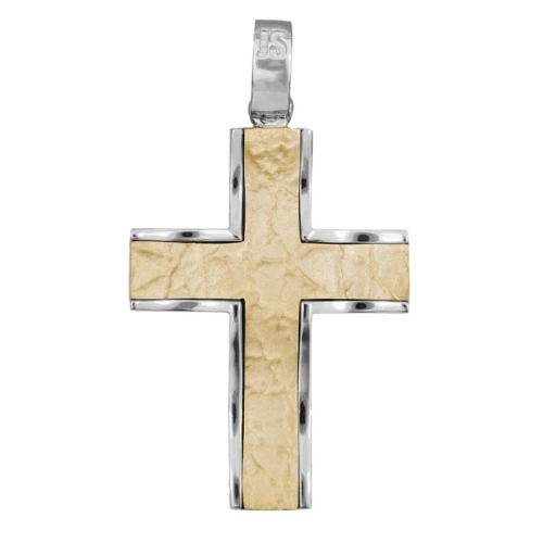 Σταυροί Βάπτισης - Αρραβώνα Δίχρωμος Σταυρός Κ14 000035 000035 Ανδρικό Χρυσός 14 Καράτια