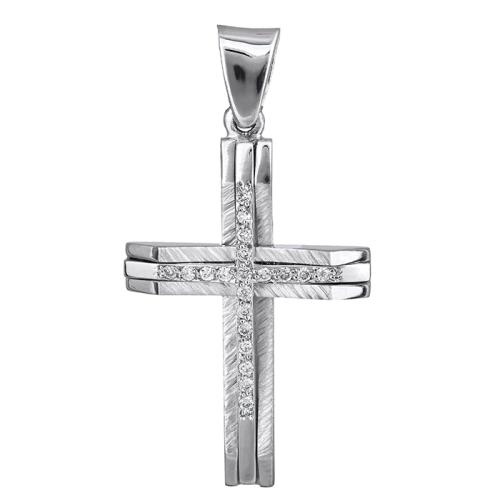 Σταυροί Βάπτισης - Αρραβώνα Λευκόχρυσος σταυρός με διαμάντια 18Κ 022402 022402 Γυναικείο Χρυσός 18 Καράτια