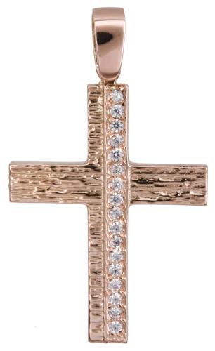 Σταυροί Βάπτισης - Αρραβώνα Ροζ gold ανάγλυφος σταυρός Κ14 022150 022150 Γυναικείο Χρυσός 14 Καράτια
