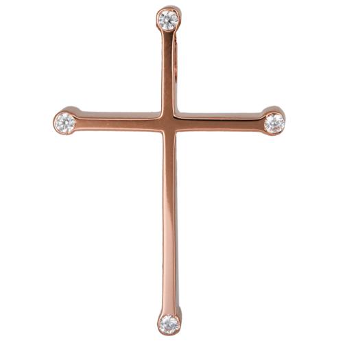Σταυροί Βάπτισης - Αρραβώνα Ροζ gold σταυρός με πέτρες 14Κ 024432 024432 Γυναικείο Χρυσός 14 Καράτια