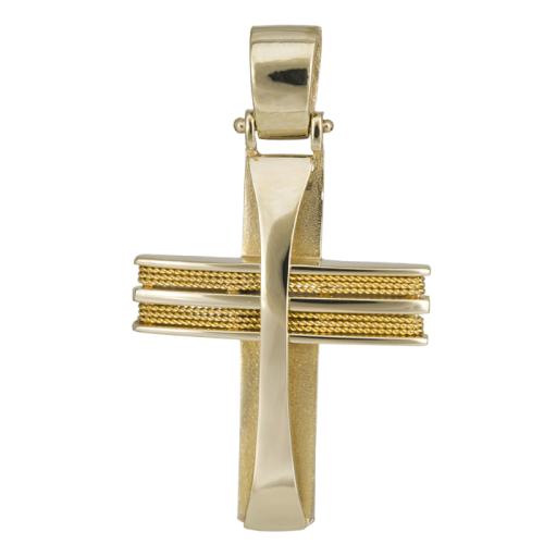 Σταυροί Βάπτισης - Αρραβώνα Συρματερός χρυσός σταυρός Κ14 024966 024966 Ανδρικό Χρυσός 14 Καράτια