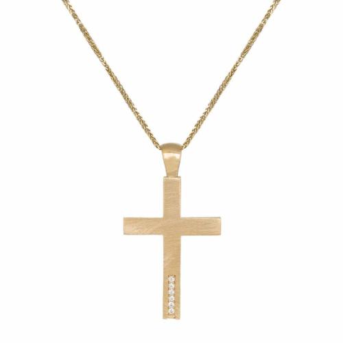 Βαπτιστικοί Σταυροί με Αλυσίδα Γυναικείος σταυρός ματ με αλυσίδα Κ14 046196C 046196C Γυναικείο Χρυσός 14 Καράτια