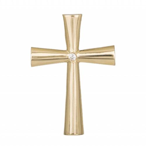 Σταυροί Βάπτισης - Αρραβώνα Χρυσός λουστρέ σταυρός Κ14 με ζιργκόν 046497 046497 Γυναικείο Χρυσός 14 Καράτια