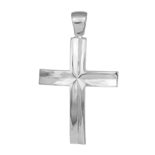 Σταυροί Βάπτισης - Αρραβώνα Λευκόχρυσος ανδρικός σταυρός Κ14 046203 046203 Ανδρικό Χρυσός 14 Καράτια