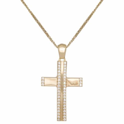 Βαπτιστικοί Σταυροί με Αλυσίδα Γυναικείος σταυρός διπλής όψης Κ14 με αλυσίδα 046507C 046507C Γυναικείο Χρυσός 14 Καράτια