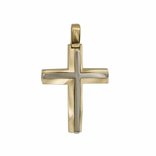 Σταυροί Βάπτισης - Αρραβώνα Δίχρωμος ανδρικός σταυρός Κ14 ματ 047716 047716 Ανδρικό Χρυσός 14 Καράτια