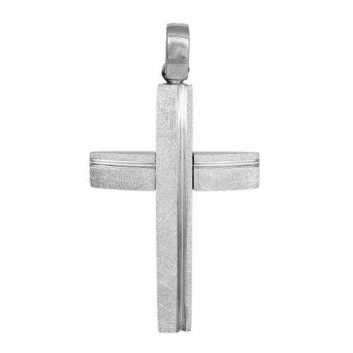Σταυροί Βάπτισης - Αρραβώνα Λευκόχρυσος ανδρικός σταυρός Κ14 ματ 046660 046660 Ανδρικό Χρυσός 14 Καράτια