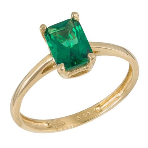 Χρυσό δαχτυλίδι με πράσινη πέτρα Κ9 045016 045016 Χρυσός 9 Καράτια
