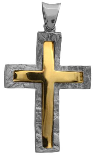 Σταυροί Βάπτισης - Αρραβώνα Δίχρωμος ανδρικός σταυρός 012297 012297 Ανδρικό Χρυσός 14 Καράτια