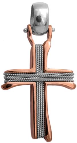 Σταυροί Βάπτισης - Αρραβώνα Γυναικείος δίχρωμος σταυρός ροζ gold 002609 002609 Γυναικείο Χρυσός 14 Καράτια