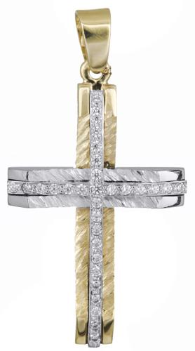 Σταυροί Βάπτισης - Αρραβώνα Γυναικείος σταυρός με πέτρες 14Κ 021367 021367 Γυναικείο Χρυσός 14 Καράτια