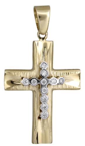 Σταυροί Βάπτισης - Αρραβώνα Γυναικείος σταυρός με ζιργκόν 017925 017925 Γυναικείο Χρυσός 14 Καράτια