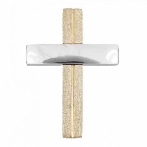 Σταυροί Βάπτισης - Αρραβώνα Δίχρωμος βαπτιστικός σταυρός 14Κ 034157 034157 Ανδρικό Χρυσός 14 Καράτια