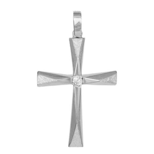 Σταυροί Βάπτισης - Αρραβώνα Γυναικείος λευκόχρυσος σταυρός Κ14 με ζιργκόν 044729 044729 Γυναικείο Χρυσός 14 Καράτια