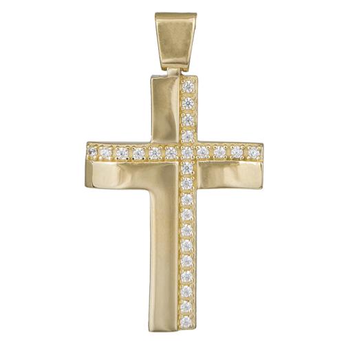 Σταυροί Βάπτισης - Αρραβώνα Γυναικείος σταυρός διπλής όψης Κ14 036636 036636 Γυναικείο Χρυσός 14 Καράτια